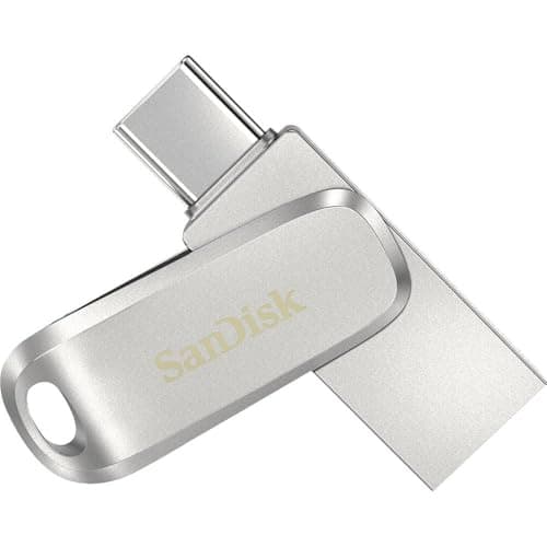 Image of SANDISK Ultra Dual Drive Luxe, USB Type-C & Type-A Flash Drive 256GB (Memory stick up to 400MB/s, Reversible Type-C and Type A connectors for Smartphone tablets, Macs & computers, All Metal) Silver