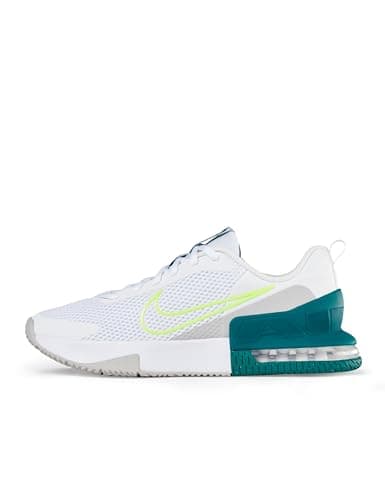 Image of Nike Men's Air Max Alpha Trainer 6 Workout Shoe, White Hot Lime Bright Spruce Grey Fog, 9.5 UK