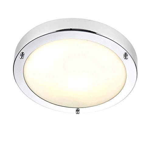 Image of Saxby Portico 40W 300mm Dimmable Chrome Plated IP44 Flush Bathroom Ceiling Light