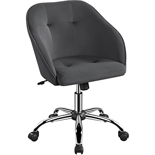 Image of Yaheetech Velvet Office Chair Ergonomic Desk Chair Makeup Vanity Chair Swivel Computer Chair Height Adjustable Chair with Armrest for Home Office Reception Gray