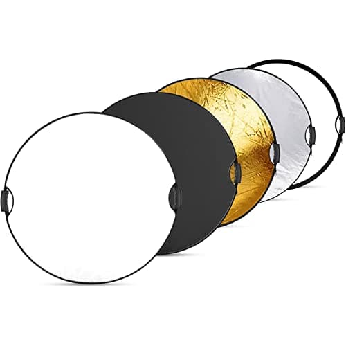 Image of NEEWER 80cm Light Reflector with Handle & 3/8" Thread, 5 in 1 Foldable Round Light Diffuser, Translucent/Silver/Gold/White/Black for Studio or Outdoor Photo Lighting, RF-80II
