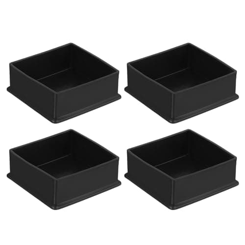 Image of sourcing map 4Pcs PVC Square Chair Leg Caps, 80mm x 80mm OD Black Furniture Feet Pads Table Foot Cover Caps Floor Protectors for Patio Table Cabinet Bed Furniture