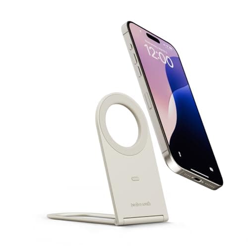 Image of Twelve South Curve Nano – Portable Adjustable Phone Stand, Sleek Foldable Design for iPhone, Android, Smartphones – Hands-Free Viewing, Travel-Friendly, Compact for Desk, Home, Office, Dune