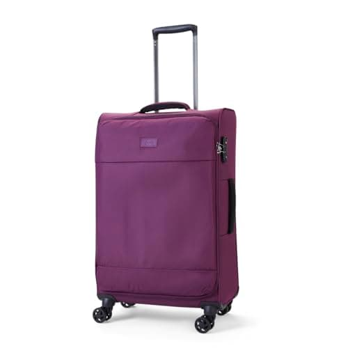 Image of Rock Paris Medium Soft Shell Hold Suitcase in Purple - 360 Swivel-Wheels, Versatile & Stylish Design, Telescopic Handle & TSA Combination Lock - 71 x 41 x 26 cm 2.3KG