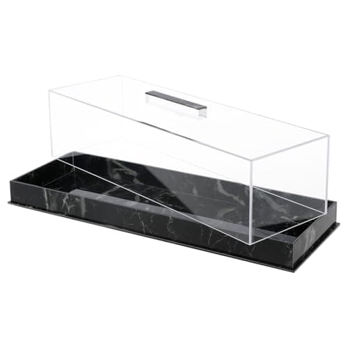 Image of Rectangular Serving Tray With Lid Grey Marbleized Grain Cake Stand, Acrylic Holder Dessert Holder Tray, Rectangle Pastry Display Case, Elegant Marble Dessert Box (Black)