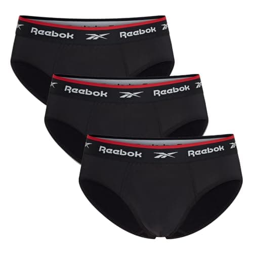 Image of Reebok Wiggins Mens Briefs | Pack of 3 Sports Briefs, Breathable & Stretchable Underwear for Men | Underwear Multipack, Black, L