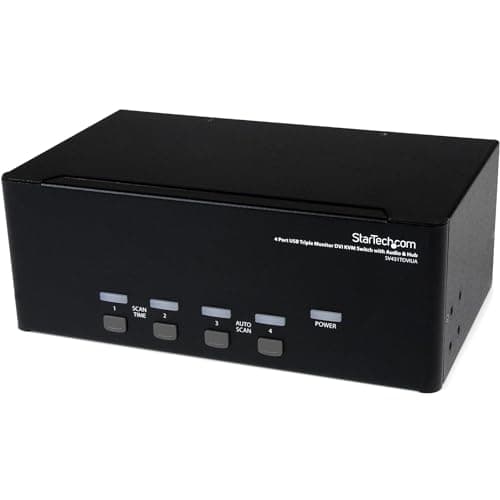 Image of StarTech.com 4 Port Triple Monitor DVI USB KVM Switch with Audio & USB 2.0 Hub - Multi Monitor KVM - USB DVI KVM Switch (SV431TDVIUA)