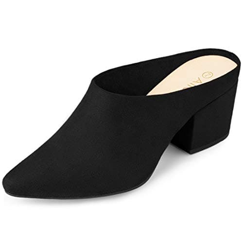 Image of Allegra K Women's Pointed Toe Slip on Block Heel Slide Mules Black 7.5 UK/Label Size 9.5 US