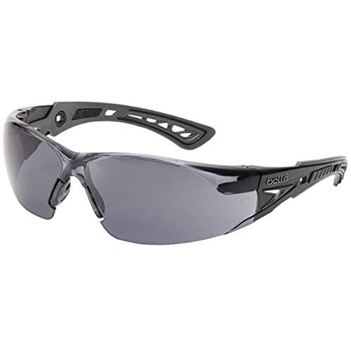 Image of Bolle Safety Rush+ Safety Glasses, Black & Grey Frame, Smoke Lenses