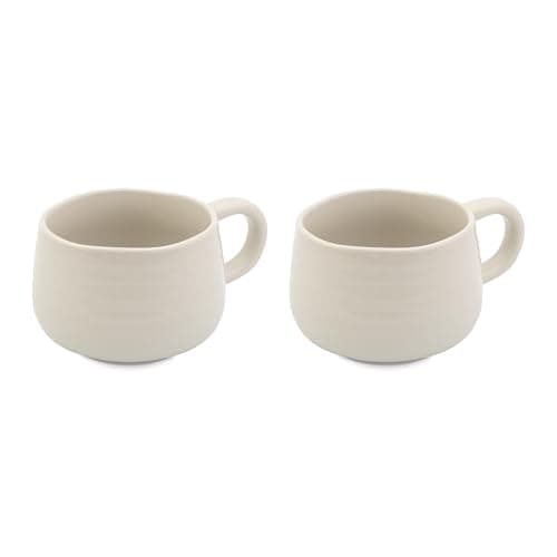 Image of Jamie Oliver Big Love White Cosy Cuppa Set, 2pc Speckled Stoneware Coffee, Tea Mugs, Dishwasher, Microwave, 12.7oz, 375ml, 13x10x7cm