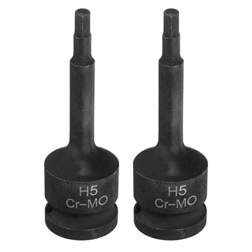 Image of sourcing map 2pcs H5 (5mm) Hex Impact Bit Socket 1/2" Drive Sockets CR-MO Steel Hex Lengthen Screwdriver Socket Adapter for Electric Ratchet Wrenches Fastening Screws
