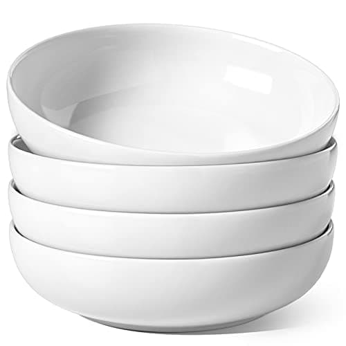 Image of LE TAUCI Pasta Bowls 45 oz, Salad Bowls Set for Serving Soup, Pasta, Noodle, Dinner, Large Kitchen Bowl Plates, Microwave Safe - 8.5 Inch, Set of 4, White