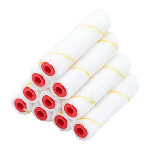 Image of ProDec Advance 10 Pack 4 inch Short Pile Microfibre Mini Paint Rollers for a Smooth Finish with Emulsion, Gloss, Satin, Varnish, Woodstain on Walls, Ceilings, Skirting Boards, Window Sills, Doors, 4"