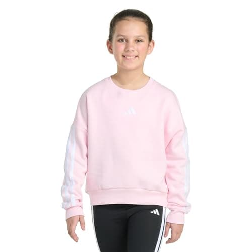 Image of adidas 3-Stripes Crewneck Sweatshirt for Girls, Transparent pink, XL