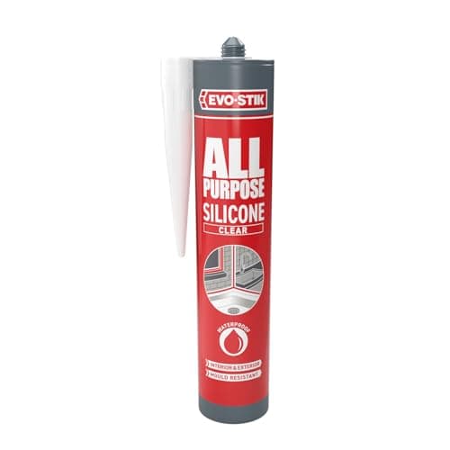 Image of EVO-STIK All Purpose Clear Silicone Sealant 280ml - Shower and Bathroom Sealant - Anti Mould - Waterproof - Suitable for Interior and Exterior Use