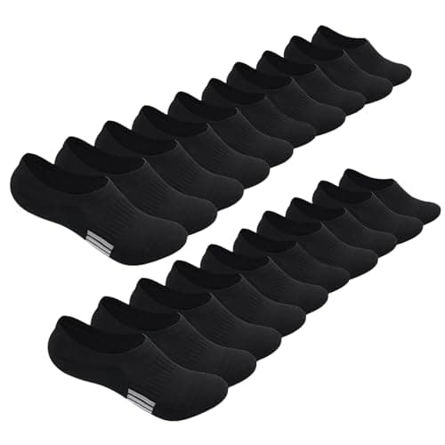 Image of JiaYouLC 10 Pairs Women Invisible Trainer Socks Non-Slip Silicone Stripes Low Cut No Show Running Ankle Socks for Girls Teens Ladies (UK, Numeric, 4, 8, Regular, Regular, 10 Pairs Black)