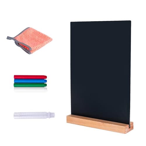Image of A4 Chalkboard, 297 x 210mm Acrylic Tabletop Blackboard with Stand, Menu Chalk Board Sign for Wedding, Bar, Restaurant, Party (Straight Style)