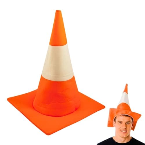 Image of Navoys Traffic Cone Hat - Unisex Party Hats for Adults, Hen and Stag Do Party Accessories, Silly Funny Novelty Hat, Orange and White Fancy Dress Road Cone, Halloween Costumes