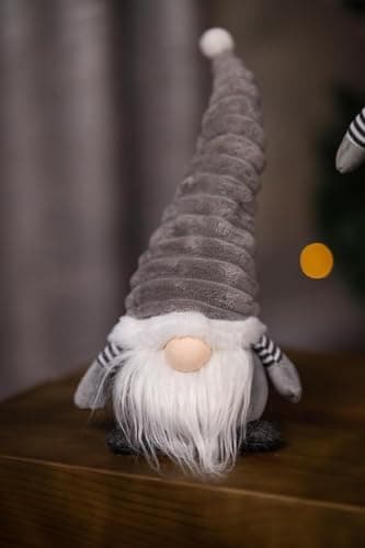 Image of Marco Paul Christmas GrooviKert Standing Grey Santa Gonk Home Decor Gnome Swedish Tomte Tabletop Indoor Christmas Decorations, Xmas Window Ornament - 38cm