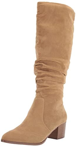 Image of Amazon Essentials Women's Tall Block-Heeled Boots, Tan, 3 UK