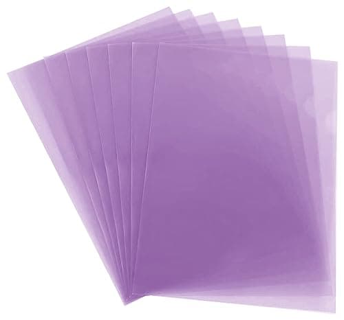 Image of (100 Pcs) A4 Cut Flush - Open Top & Side Files L Type Folder to Protect Files 12mm Transparent Plastic Wallet Sleeves Gloss & Plain Project Presentation Cover Thumb Notch for Paper Storage (Purple)
