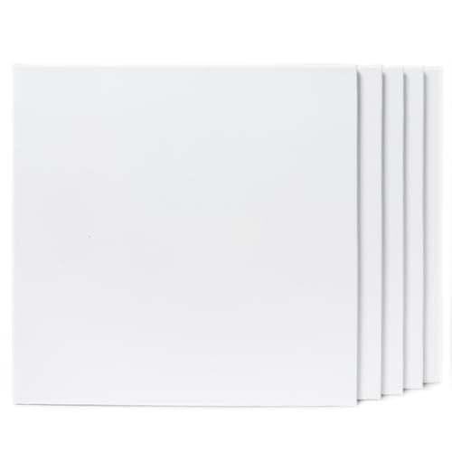 Image of Colour Splash 20x20cm Watercolour Square Canvas Panels, Pack of 5, 100% Cotton Cold Pressed Art Boards, Mixed Media Painting Panels for Watercolour, Gouache, Ink & Light Acrylic