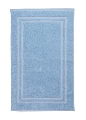 Image of La Maison 100% Cotton Super Soft and Absorbent Bath Mat Shower Mat 50cms x 80cms Hotel Frame Stripe Border (Sky Blue)