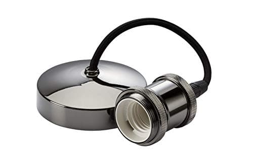Image of Knightsbridge 6 Inch E27 Vintage Pendant Set in Black Nickel, 150mm