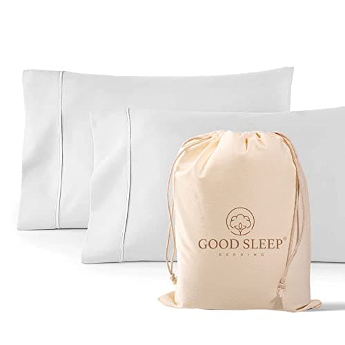 Image of Good Sleep Bedding 1000 Thread Count 100% Egyptian Pillow Cases, Long-Staple 100% Cotton, Sateen Weave 2 Piece Queen/Standard White