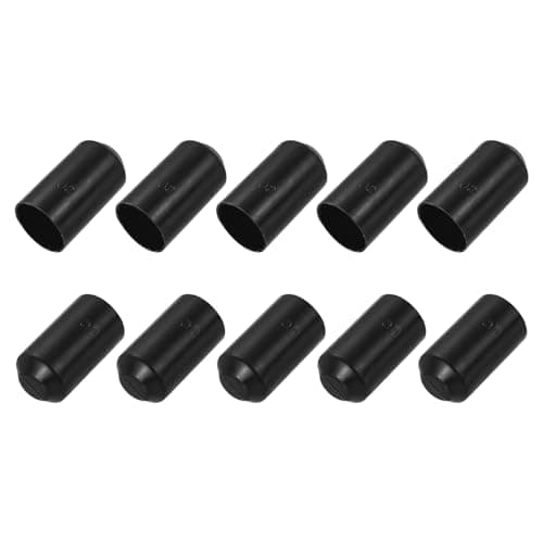 Image of sourcing map 16Pcs Heat Shrink End Cap 30mm ID x 60mm L 2:1 Ratio Heat Shrink Tubing Caps Lined Sealed Waterproof Adhesive for Electrical Wire Cable, Black
