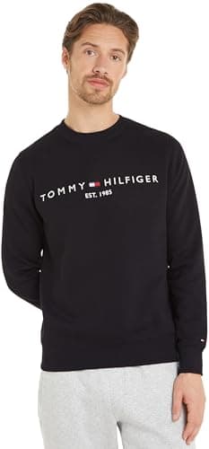 Image of Tommy Hilfiger Men’s Tommy Logo Sweatshirt without Hood, Black (Black), S