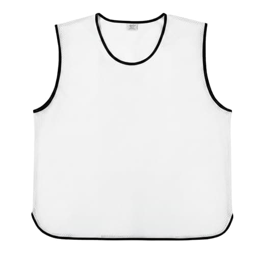 Image of Sterling Sports 10 X Training Bibs Sports Mesh Football Bibs Adult - Quick Dry Football Training Equipment For Soccer, Rugby, Basketball & Cricket - Ideal Team Practice Vests (White, Youth)
