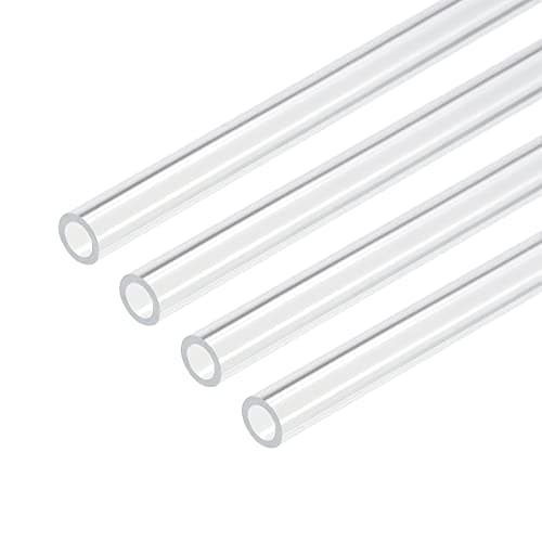 Image of sourcing map Acrylic Pipe Clear Rigid Round Tube 9mm ID 12mm OD 10" for Lamps and Lanterns, Water Cooling System 4pcs