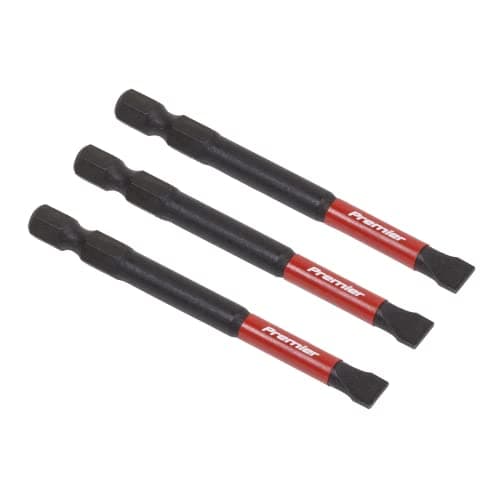 Image of Sealey 3pc 75mm Slotted 6.5mm Impact Power Tool Bit Set - AK8253