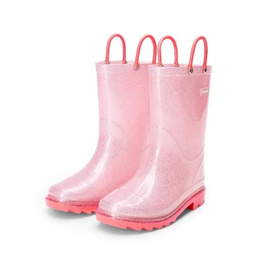 Image of DREAM PAIRS Kids Rain Boots Wellies for Kids Boys Girls Wellington Lightweight Boots with Easy on Handle Waterproof Playing Rain Boot Unisex-Child,Size 8 Little Kid,Pink,KKEMRB2501