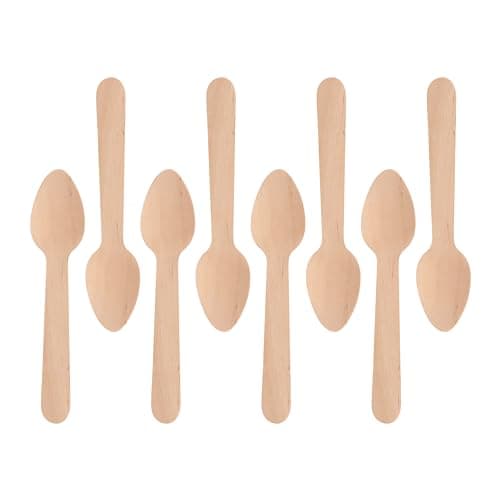 Image of GoCoPack Wooden Cutlery: Pack of 100 Disposable Wooden 11cm Tea Spoons - Eco Friendly 100% Compostable and Biodegradable