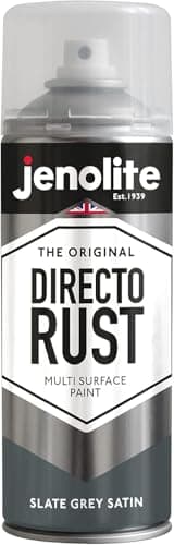 Image of JENOLITE Directorust Spray Paint Satin Finish | SLATE GREY | 400ml | Direct To Rust Spray Paint For Metal | All-In-One Multi Surface Paint for Metal, Wood, Plastic, Ceramic | RAL 7031