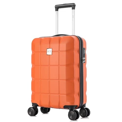 Image of ATX Luggage 55x36x20cm Cabin Suitcase Super Lightweight Small Suitcase Approved for 100+ Airlines Including EasyJet, Ryanair, British Airways & Virgin Atlantic (Orange, 21Inches, 33Liter)