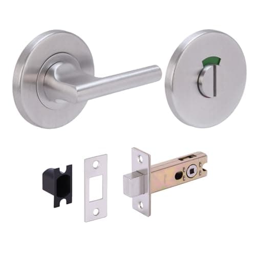 Image of HANDLEZONE® SSS Bathroom Toilet Door Kit - DDA Disabled Turn with Indicator Release - Satin Stainless Steel - 76mm Bolt with 57mm Backset