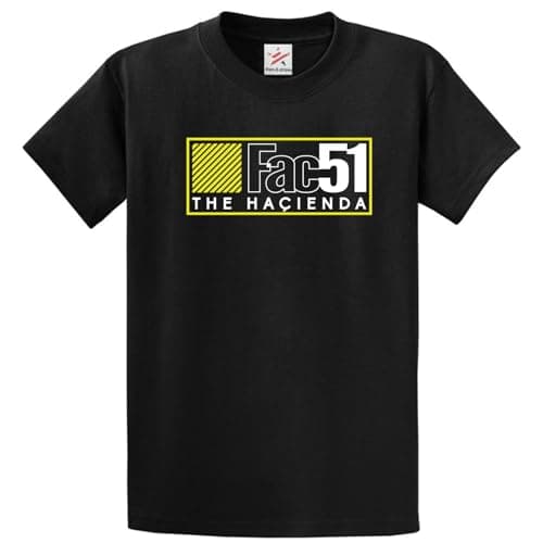 Image of Stars and Stripes Funny FAC 51 Haçienda Manchester Nightclub Culture Factory Records 90s Music Concert T-Shirt (Black-3XL)