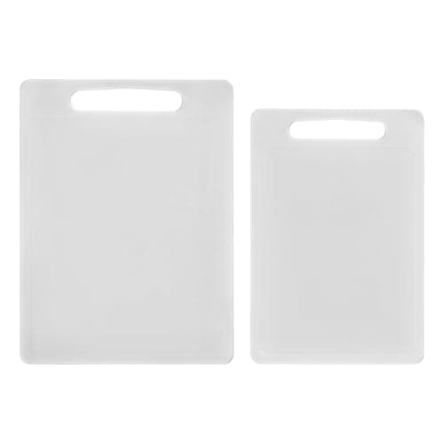 Image of Chef Aid White Chopping Board Twin Pack, Multipurpose Cutting Board with Anti-Slip Surface, Dishwasher Safe with Handles, Large Board Measures 40cm x 30cm, Regular Board 35cm x 25cm