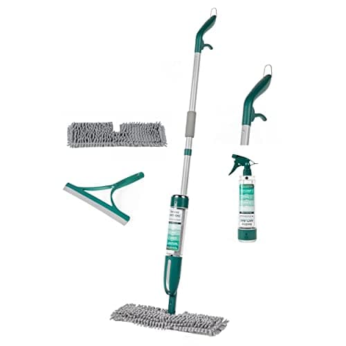 Image of Beldray BEL01121 Antibac Spray and Clean Floor Mop with Trigger, Create Sanitiser with Water, Salt and Electricity, Dual Sided Mop Head, 400 ml Reusable Cartridge, Includes Mini Sprayer and Squeegee