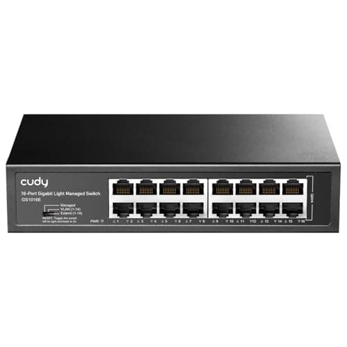 Image of Cudy GS1016E 16 Port Light Smart Managed Gigabit Switch Plug & Play, Sturdy Metal w/Shielded Ports QoS, VLAN, IGMP LAG, Rack-Mountable Steel Case