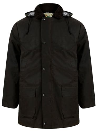 Image of Gillicci MENS WAX COUNTRY PADDED COUNTRY OUTDOOR SHOOTING FISHING FARMING HUNTING TRENCH JACKET COAT (UK, Alpha, XL, Regular, Regular, BROWN)