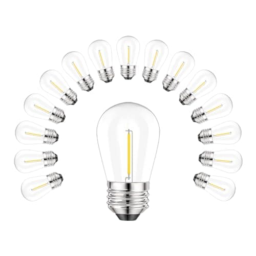 Image of Svater E27 LED Bulbs, S14 Vintage Edison LED Light 1W (Equivalent to 10W), Plastic Bulbs 2700K Warm White Dimmable IP65 Waterproof Outdoor Indoor 15Pcs