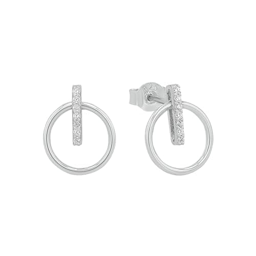 Image of Amor Stud Earrings 925 Sterling Silver Ladies Earrings, With Cubic Zirconia Synth, 1.1 Cm, Silver, Comes In Jewelry Gift Box, 2026204