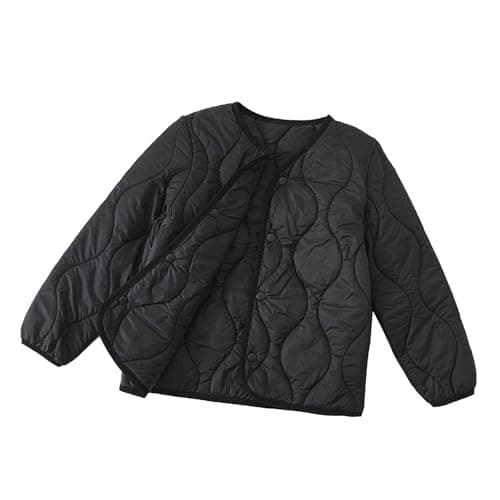 Image of duxyoz Kids Padded Puffer Jacket - Lightweight Quilted Winter Down Coat for Boys Girls,Long Sleeve,2 Pockets,Button Up,Solid Color,Casual Outwear Outdoor 10-11 Years
