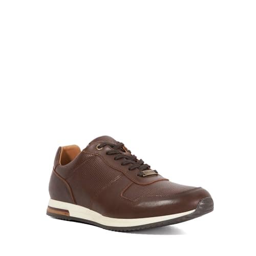 Image of Dune London Mens Trilogy Lace-Up Runner Trainers Size UK 10 Brown