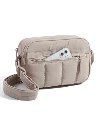 Image of bagsmart Cross Body Bag Women, 2.4L Crossbody Purse Mini Puffy Shoulder Handbag Wallet with RFID Blocking Slots for Travel Daily Hiking, Brown-small