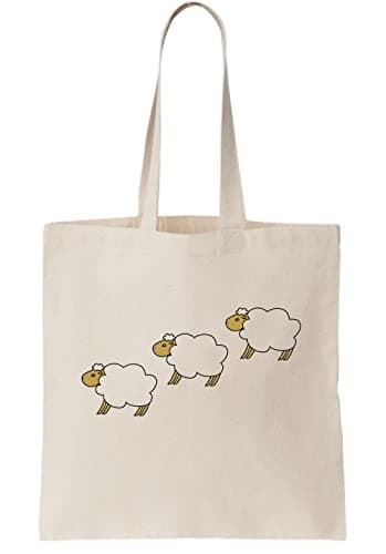 Image of Functon+ Counting Sheep Before Sleep Canvas Tote Bag/Counting Sheep Before Sleeping Canvas Tote Bag, beige